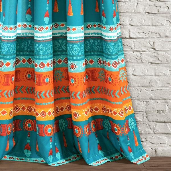 Lush Decor Boho Watercolor Border Window Curtain Panel Set