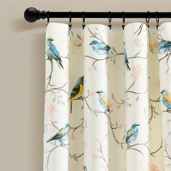 Lush Decor Botanical Bird & Flower Light Filtering Window Curtain Panel Set