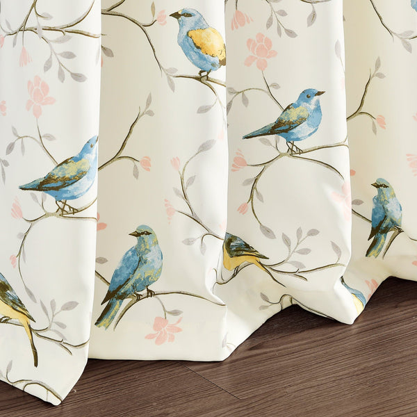 Lush Decor Botanical Bird & Flower Light Filtering Window Curtain Panel Set
