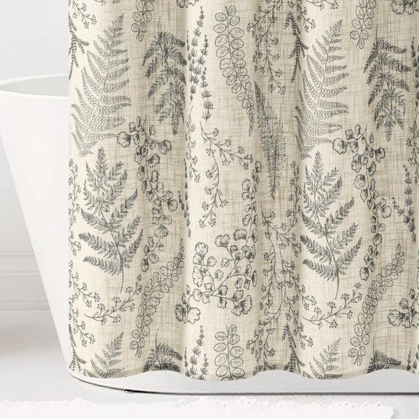 Lush Decor Botanical Dreams Linen Textured Shower Curtain