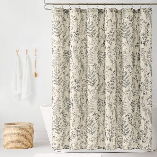 Lush Decor Botanical Dreams Linen Textured Shower Curtain