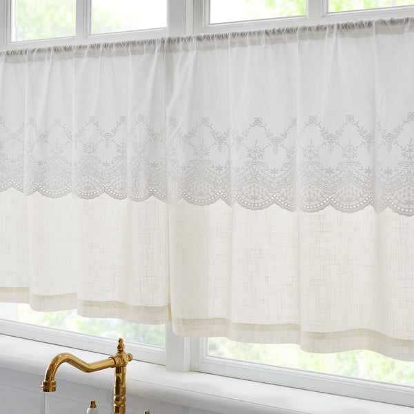 Lush Decor Brigitte Embroidery Eyelet Scalloped Edge Kitchen Tiers