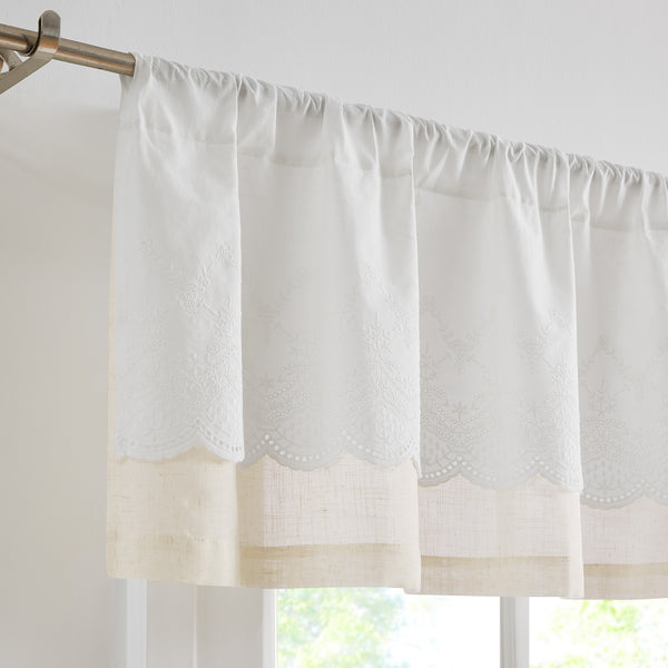 Lush Decor Brigitte Embroidery Eyelet Scalloped Edge Valance