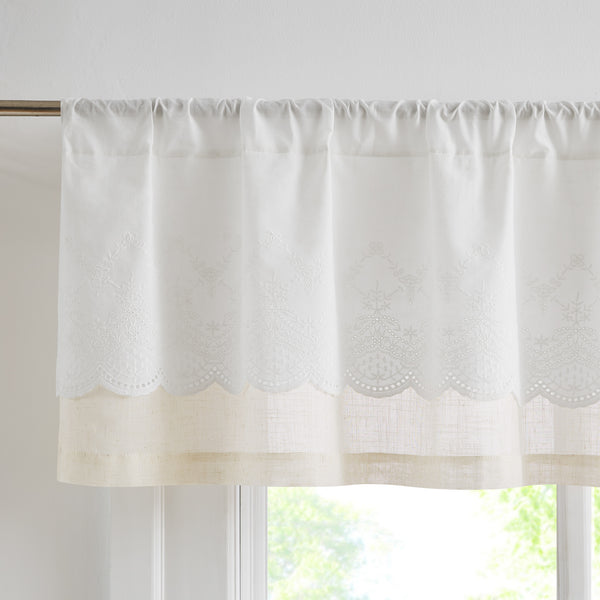 Lush Decor Brigitte Embroidery Eyelet Scalloped Edge Valance