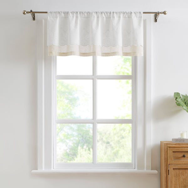 Lush Decor Brigitte Embroidery Eyelet Scalloped Edge Valance