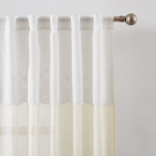 Lush Decor Brigitte Embroidery Eyelet Scalloped Edge Window Curtain Panels