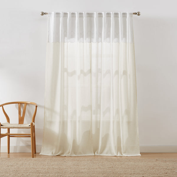 Lush Decor Brigitte Embroidery Eyelet Scalloped Edge Window Curtain Panels