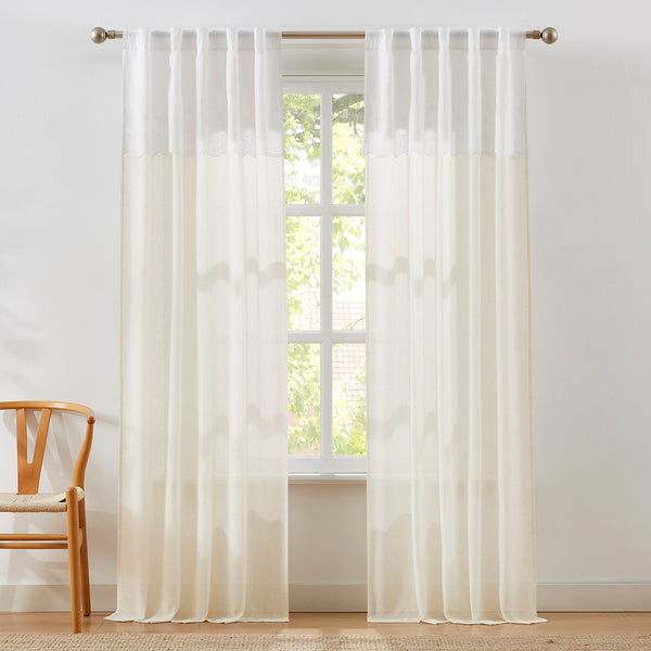 Lush Decor Brigitte Embroidery Eyelet Scalloped Edge Window Curtain Panels