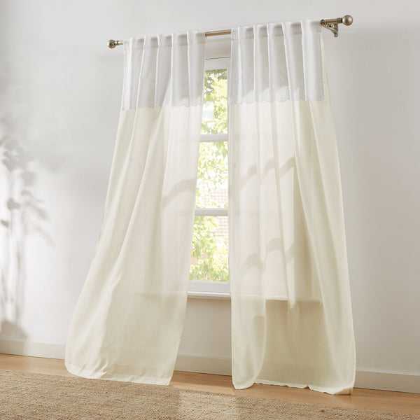 Lush Decor Brigitte Embroidery Eyelet Scalloped Edge Window Curtain Panels