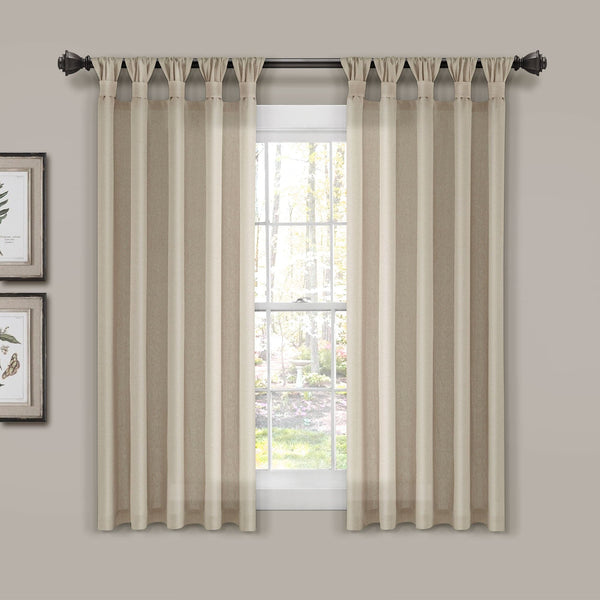 Lush Decor Burlap Knotted Tab Top Window Curtain Panel Set