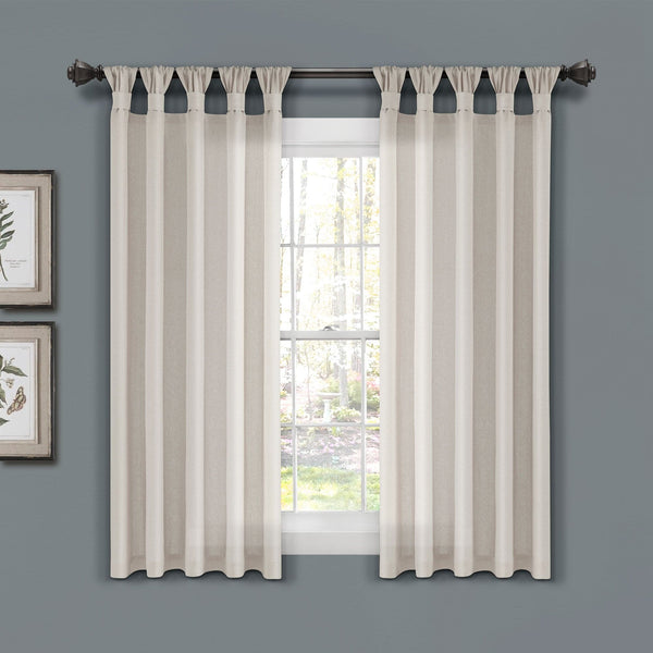 Lush Decor Burlap Knotted Tab Top Window Curtain Panel Set