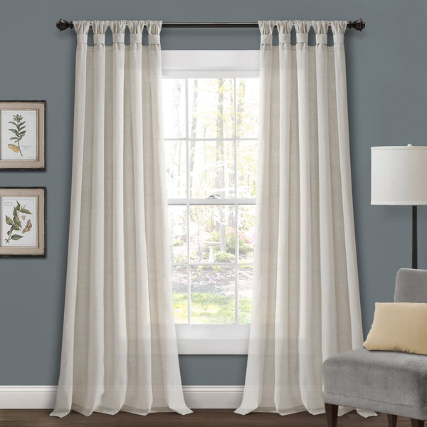 Lush Decor Burlap Knotted Tab Top Window Curtain Panel Set