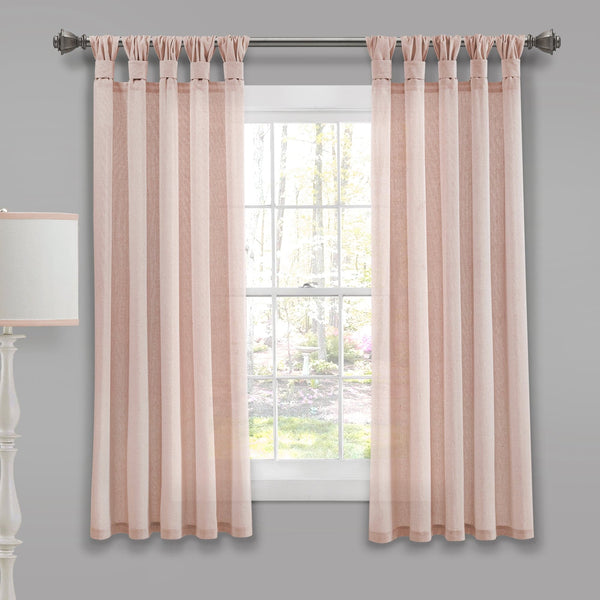 Lush Decor Burlap Knotted Tab Top Window Curtain Panel Set