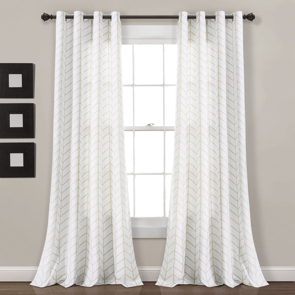 Lush Decor Calia Chevron Geo Window Curtain Panels Set