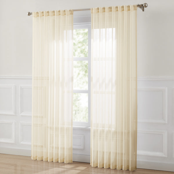 Lush Decor Calia Textured Stripe Sheer Window Curtain Panels