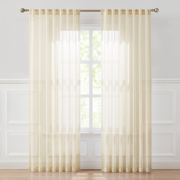 Lush Decor Calia Textured Stripe Sheer Window Curtain Panels
