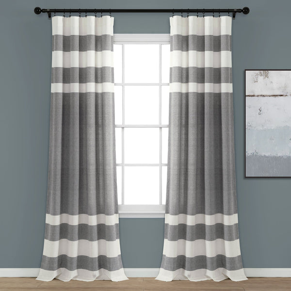 Lush Decor Cape Cod Stripe Yarn Dyed Cotton Window Curtain Panel Set