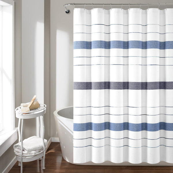 Lush Decor Chic Stripe Yarn Dyed Eco-Friendly Recycled Cotton Blend Shower Curtain