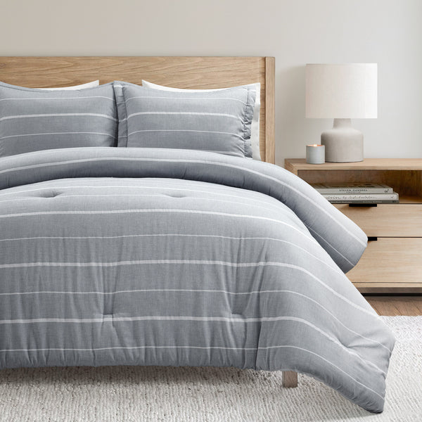 Lush Decor Classic Farmhouse Chalk Stripe 3 Piece Comforter Set