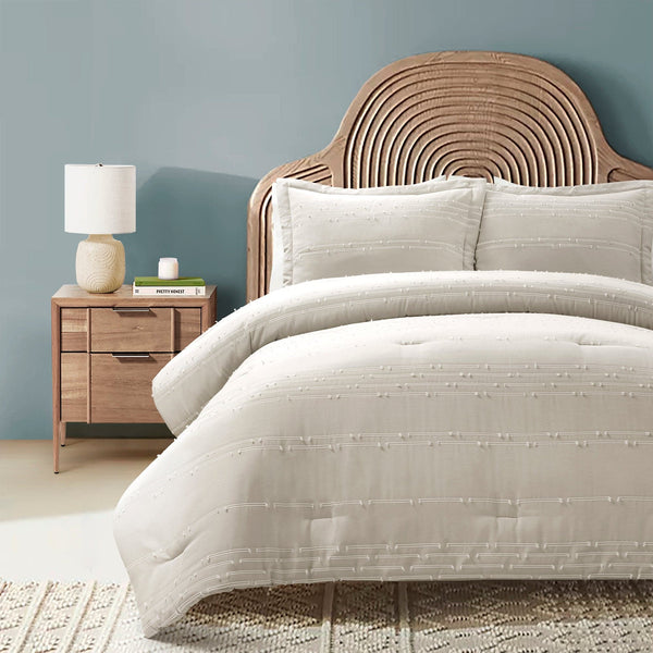 Lush Decor Clipped Stripe Jacquard 3 Piece Comforter Set
