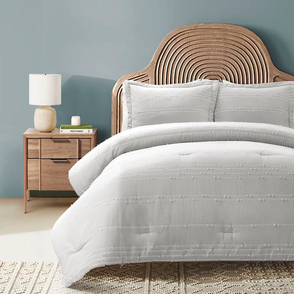 Lush Decor Clipped Stripe Jacquard 3 Piece Comforter Set