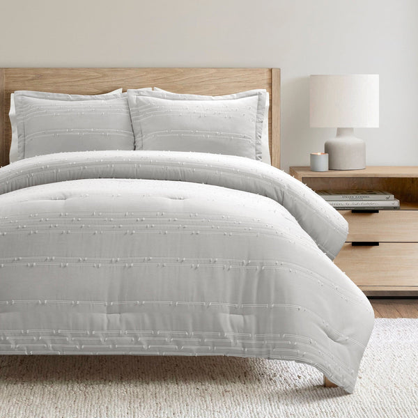 Lush Decor Clipped Stripe Jacquard 3 Piece Comforter Set