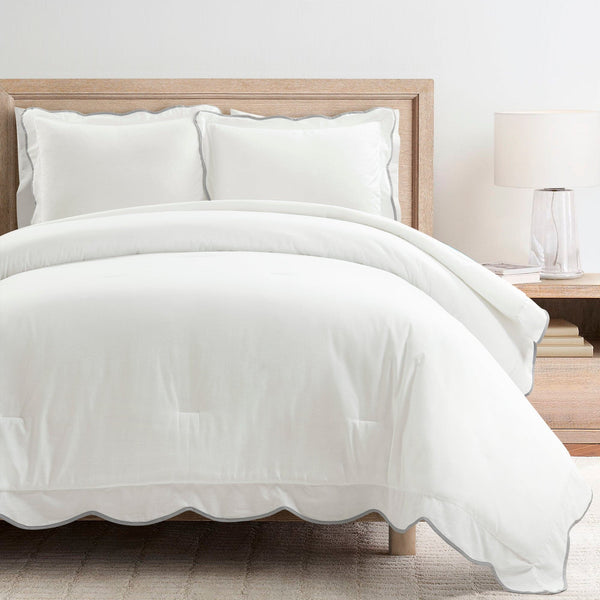 Lush Decor Coastal Chic Scalloped Edge 3 Piece Comforter Set