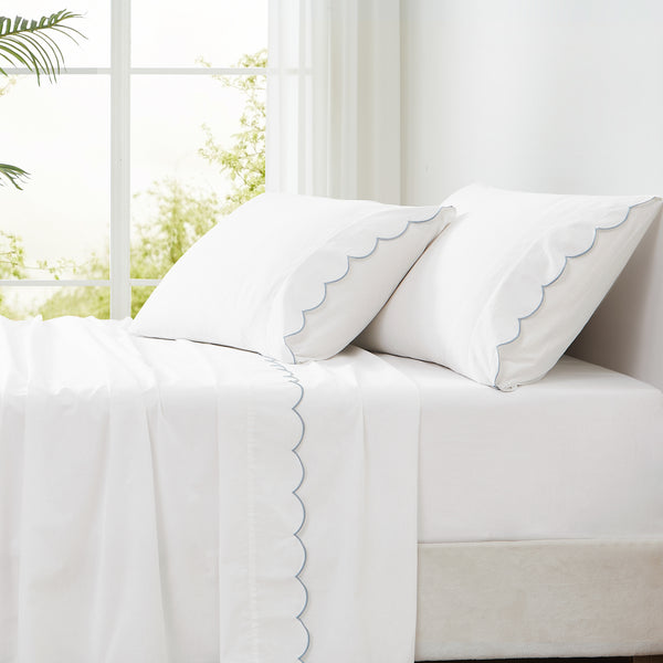 Lush Decor Coastal Chic Scalloped Edge Cotton Sheet Set