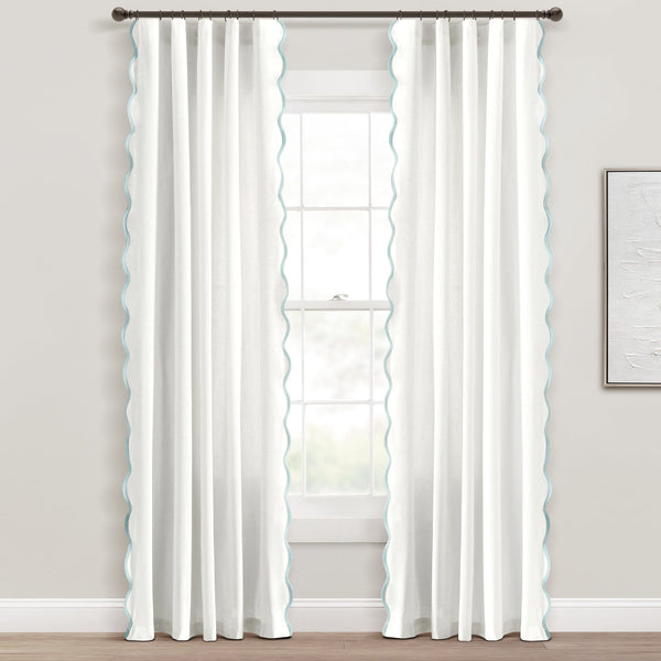 Lush Decor Coastal Chic Scalloped Edge Window Curtain Panel Set