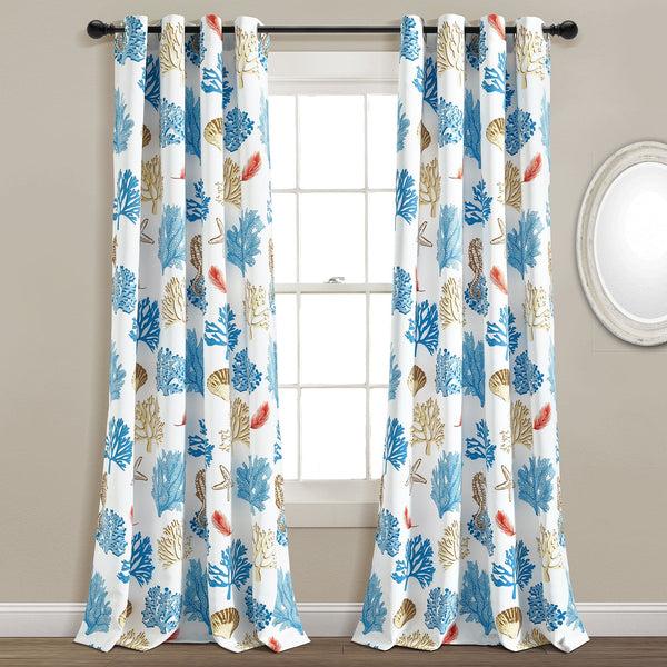 Lush Decor Coastal Reef Feather Light Filtering Window Curtain Panel Set