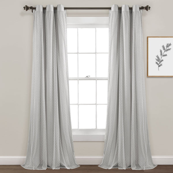 Lush Decor Cottage Polka Dot Sheer Window Curtain Panel Set