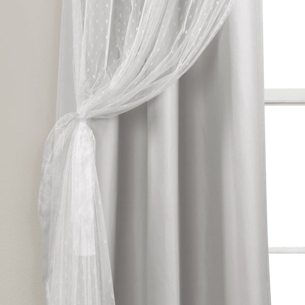 Lush Decor Cottage Polka Dot Sheer Window Curtain Panel Set