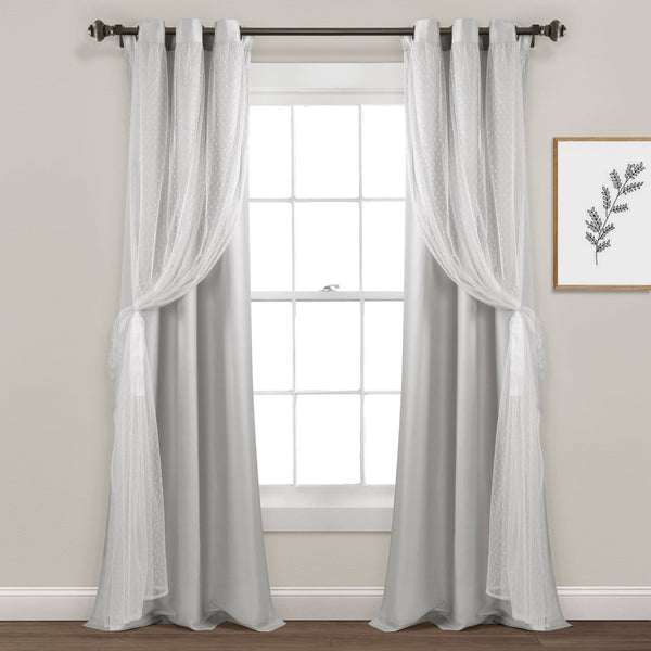 Lush Decor Cottage Polka Dot Sheer Window Curtain Panel Set