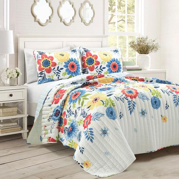 Lush Decor Cottagecore Ariana Flower Reversible Quilt 3 Piece Set