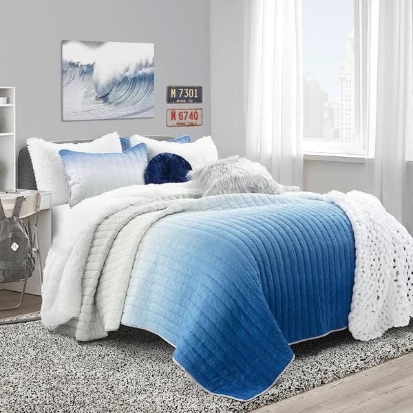 Lush Decor Crinkle Ombre Oversized Quilt 3 Piece Set