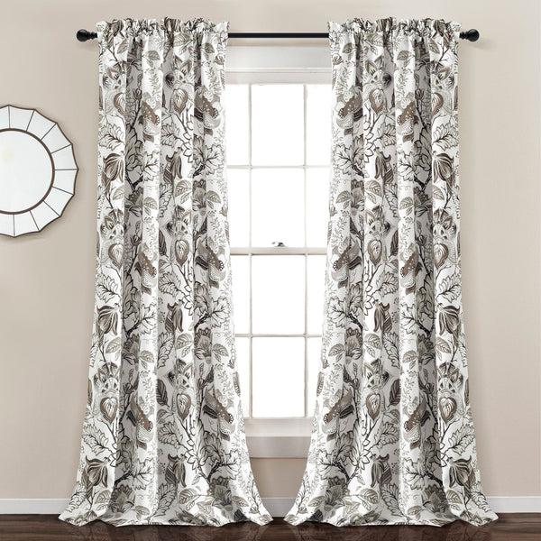 Lush Decor Cynthia Jacobean Light Filtering Window Curtain Set