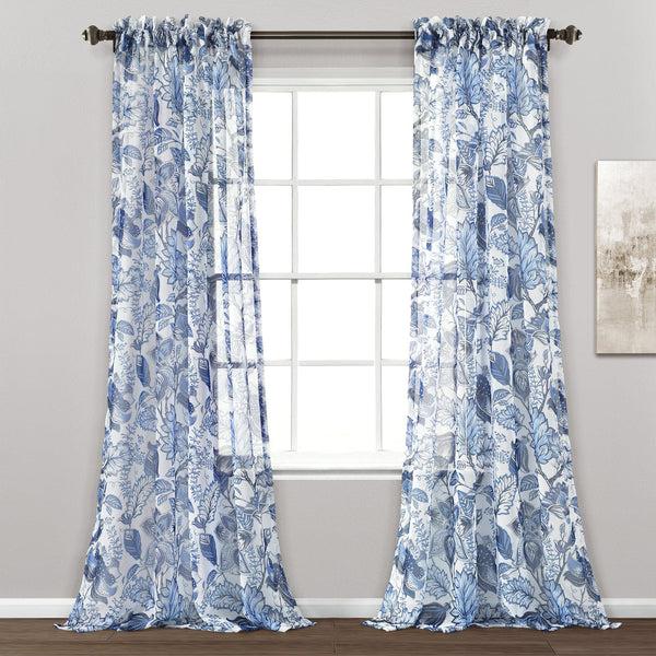 Lush Decor Cynthia Jacobean Sheer Window Curtain Panel Set