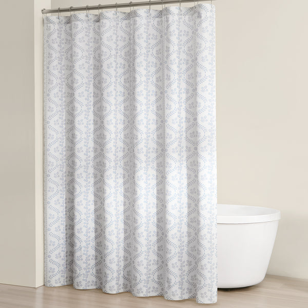Lush Decor Doreen Delicate Floral Linen Textured Shower Curtain