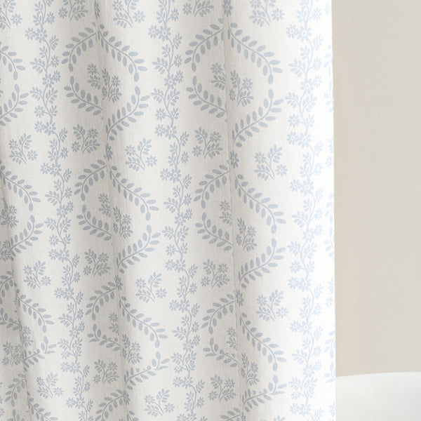 Lush Decor Doreen Delicate Floral Linen Textured Shower Curtain
