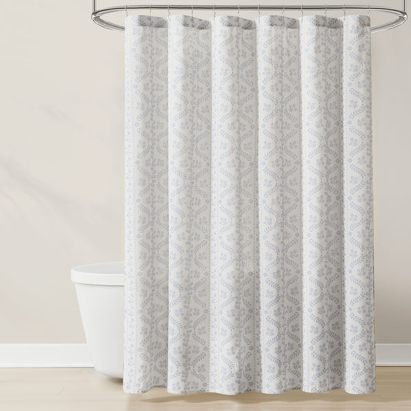Lush Decor Doreen Delicate Floral Linen Textured Shower Curtain