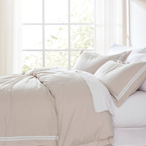 Lush Decor Doris Eyelet Inset Trim Cotton Duvet Cover Set