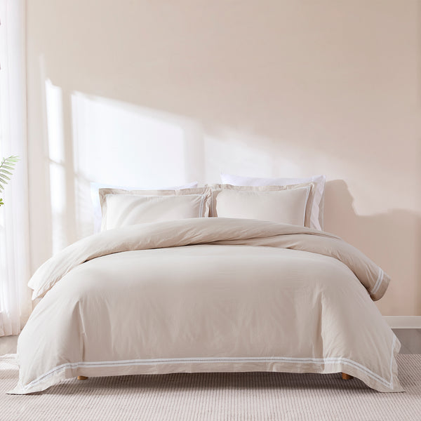 Lush Decor Doris Eyelet Inset Trim Cotton Duvet Cover Set