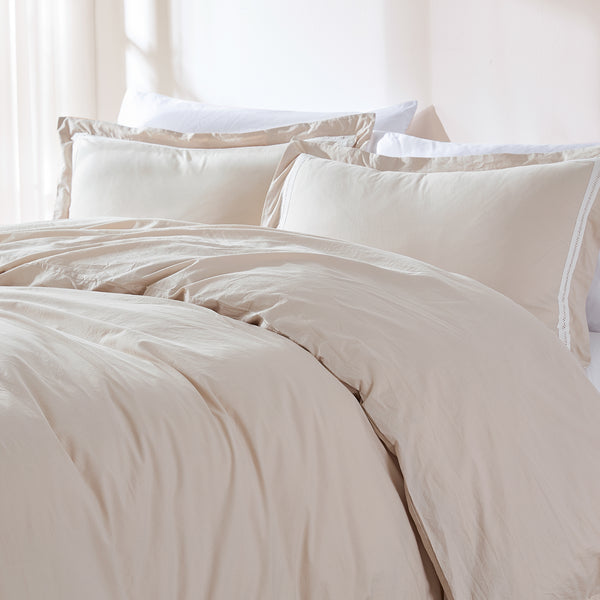 Lush Decor Doris Eyelet Inset Trim Cotton Duvet Cover Set