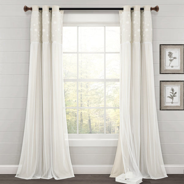 Lush Decor Dylin Flower Embroidery Window Curtain Panel