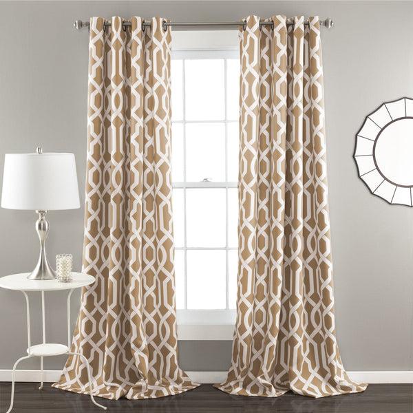 Lush Decor Edward Trellis Light Filtering Window Curtain Panel Set