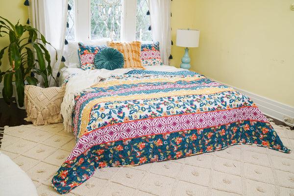 Lush Decor Emily Boho Stripe Reversible 3 Piece Quilt Set