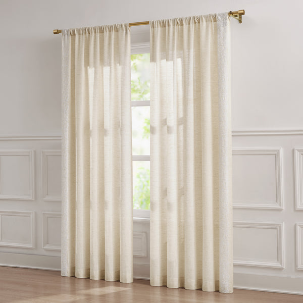 Lush Decor Emily Leaves Embroidered Window Curtain Panels