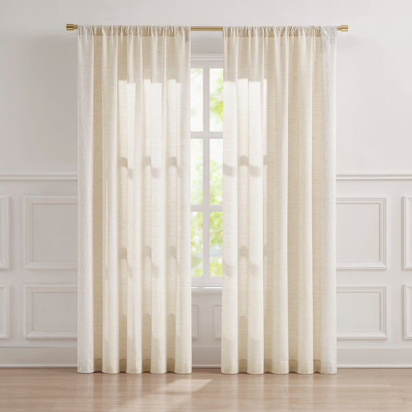 Lush Decor Emily Leaves Embroidered Window Curtain Panels
