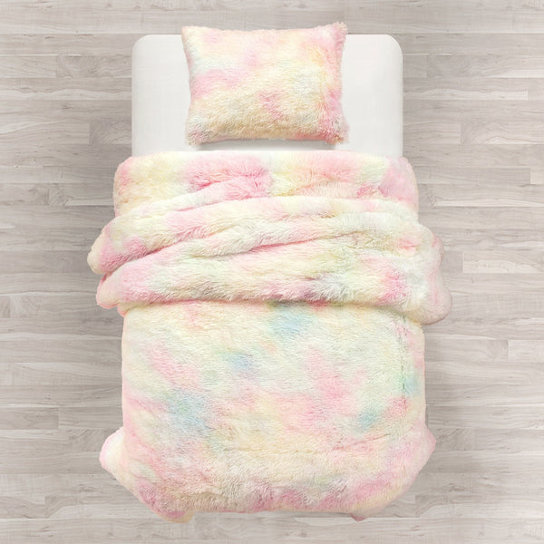 Lush Decor Emma Cozy Ultra Soft Rainbow Faux Fur Comforter Set