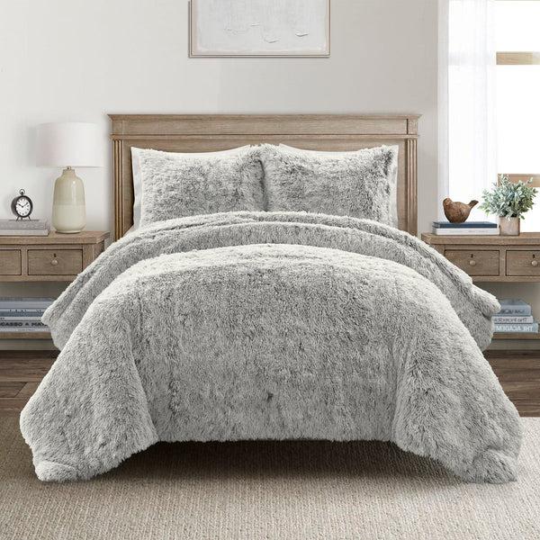 Lush Decor Emma Cozy Ultra Soft Two Tone Faux Fur Comforter Set